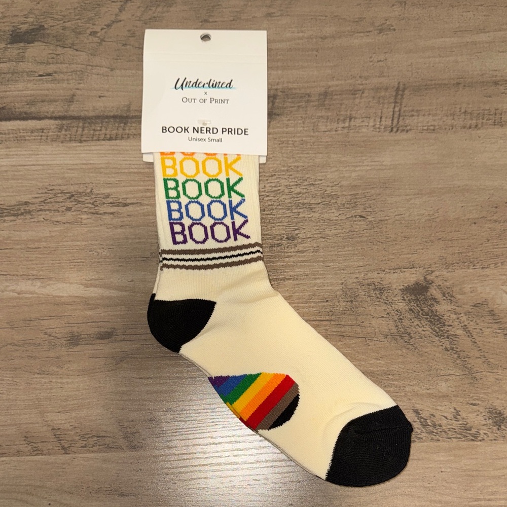 Out of Print Book Nerd Pride Socks - Cream and Multicolor - Picture 2 of 6